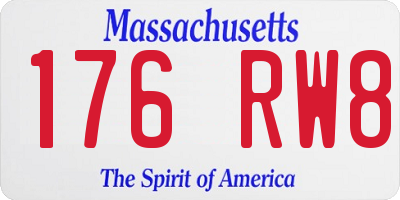 MA license plate 176RW8