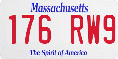MA license plate 176RW9