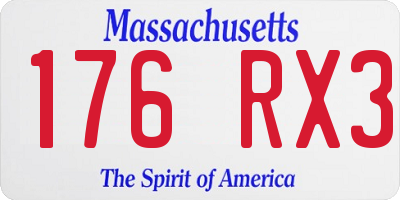 MA license plate 176RX3