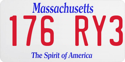 MA license plate 176RY3