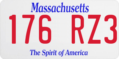 MA license plate 176RZ3