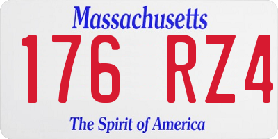 MA license plate 176RZ4