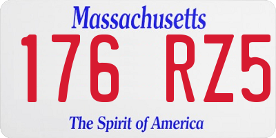 MA license plate 176RZ5
