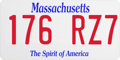 MA license plate 176RZ7
