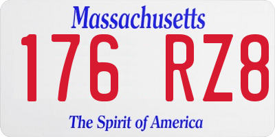 MA license plate 176RZ8