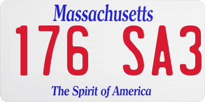 MA license plate 176SA3