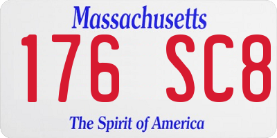 MA license plate 176SC8