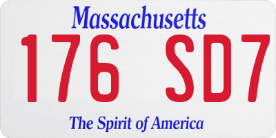 MA license plate 176SD7