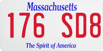 MA license plate 176SD8