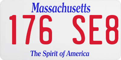 MA license plate 176SE8