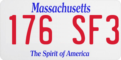 MA license plate 176SF3