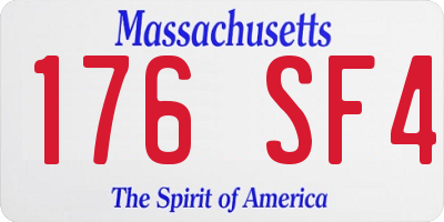 MA license plate 176SF4