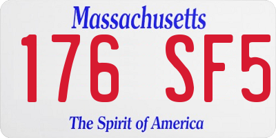 MA license plate 176SF5