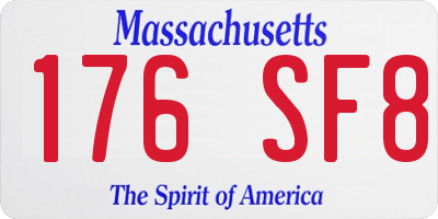 MA license plate 176SF8