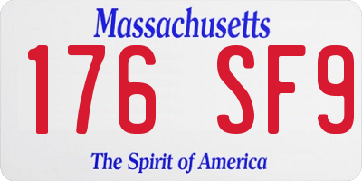MA license plate 176SF9