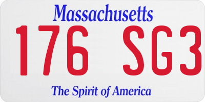 MA license plate 176SG3