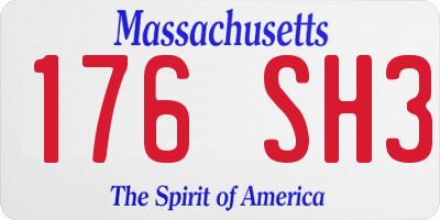 MA license plate 176SH3