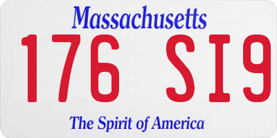 MA license plate 176SI9