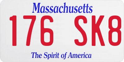 MA license plate 176SK8