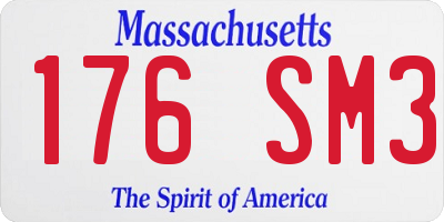 MA license plate 176SM3
