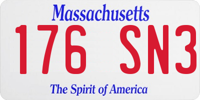 MA license plate 176SN3