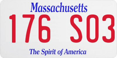 MA license plate 176SO3