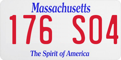 MA license plate 176SO4