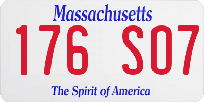 MA license plate 176SO7