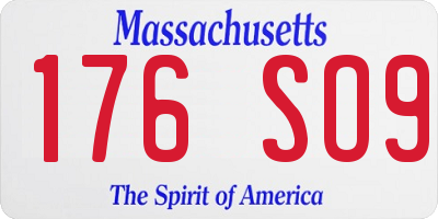 MA license plate 176SO9