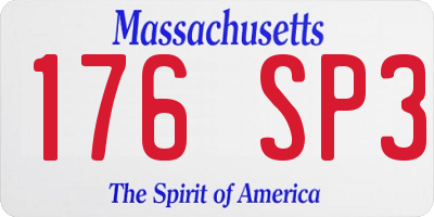 MA license plate 176SP3