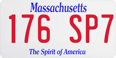 MA license plate 176SP7