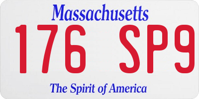 MA license plate 176SP9
