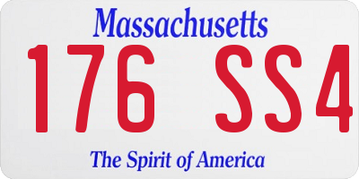 MA license plate 176SS4