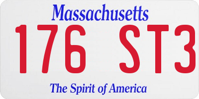 MA license plate 176ST3