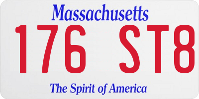 MA license plate 176ST8