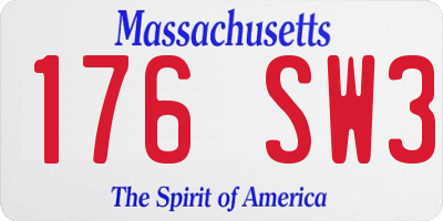 MA license plate 176SW3