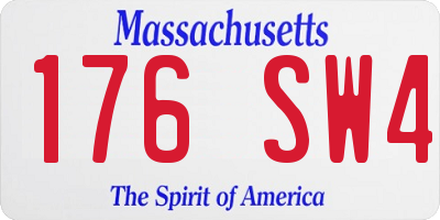 MA license plate 176SW4