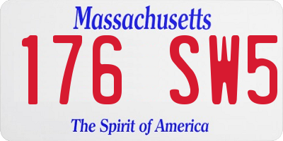 MA license plate 176SW5