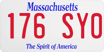 MA license plate 176SY0