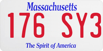 MA license plate 176SY3