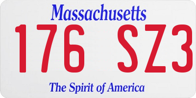 MA license plate 176SZ3