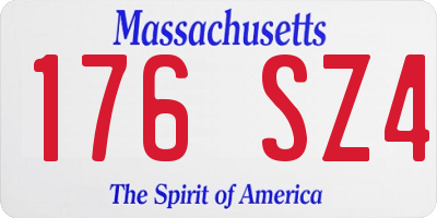 MA license plate 176SZ4