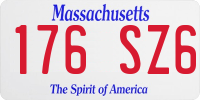MA license plate 176SZ6