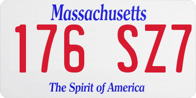 MA license plate 176SZ7