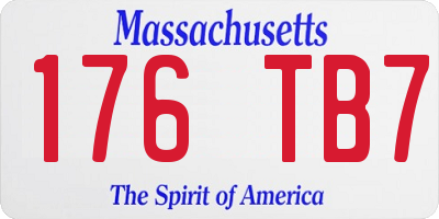 MA license plate 176TB7