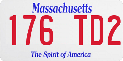 MA license plate 176TD2