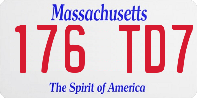 MA license plate 176TD7
