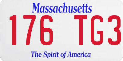 MA license plate 176TG3