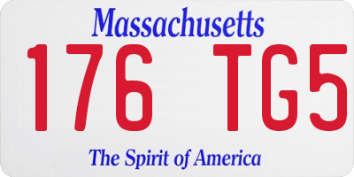 MA license plate 176TG5