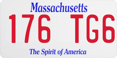 MA license plate 176TG6